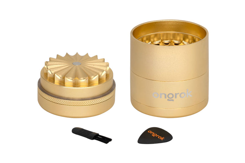 Mini 5 Piece Flower Petal Toothless Grinder with Storage - Gold