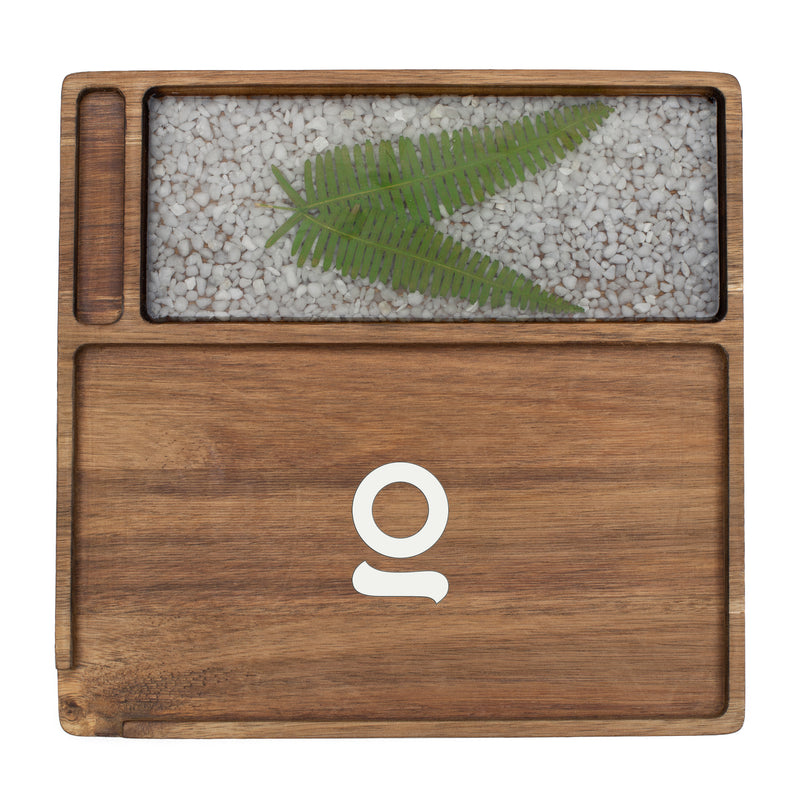 Premium Natural Acacia Wood Rolling Tray - Leaf Finish