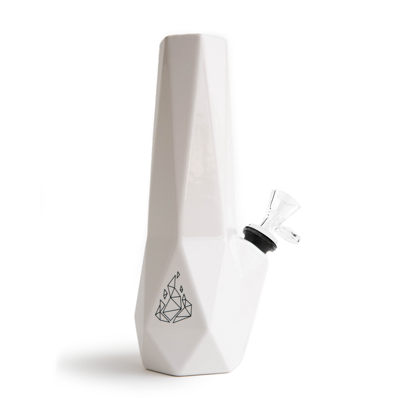 9.5" Hexagon Ceramic Bong (White)