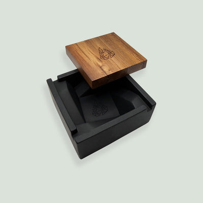 Briq Concrete Ashtray & Walnut Lid (Black)