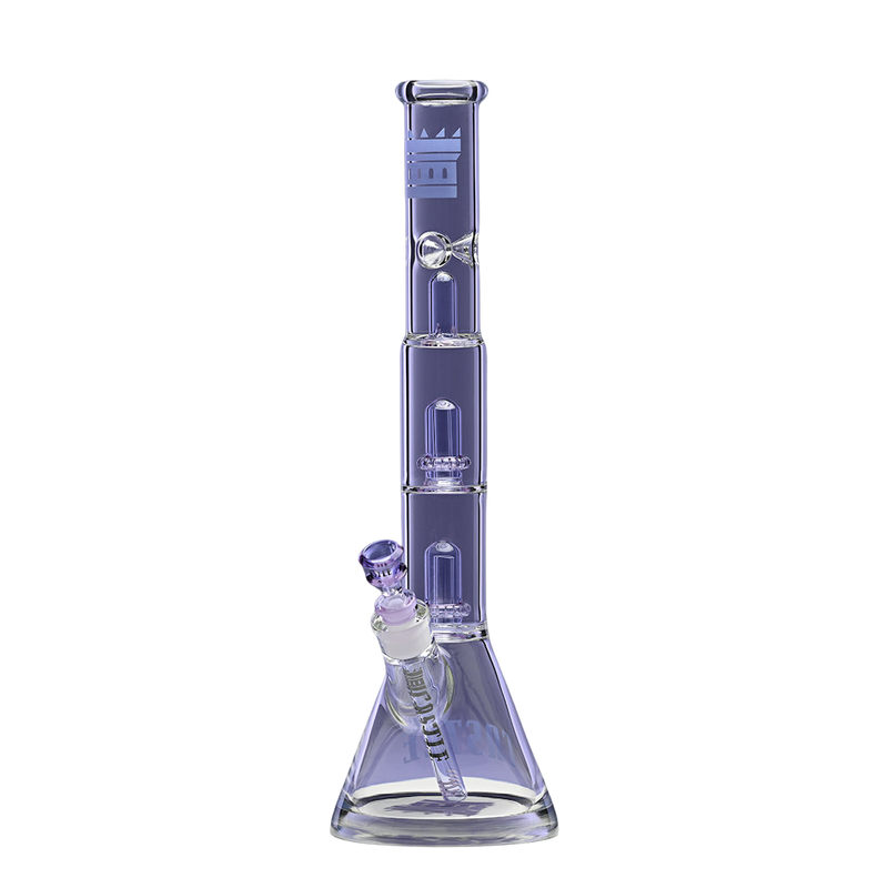 18" Beaker Bong Double Shower Head (Purple)