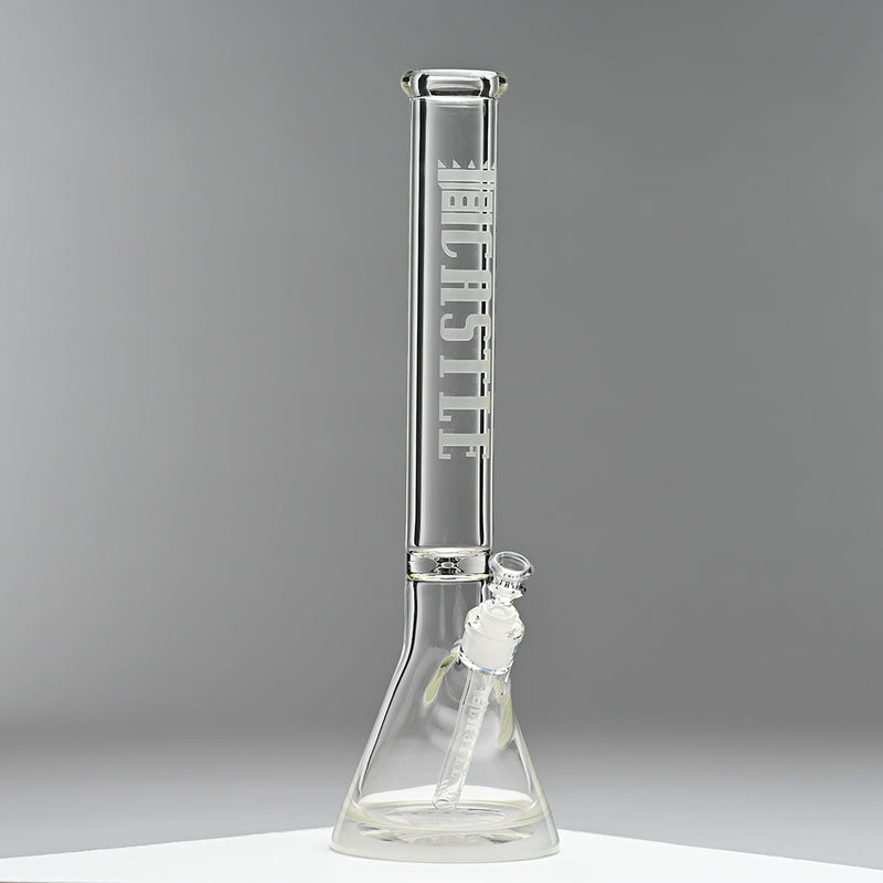 18" Beaker Bong Etched Logo (Clear)