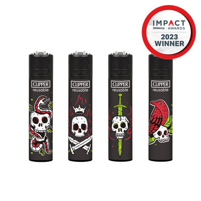 Classic Large Lighters Tattoo Skulls (48 lighters)