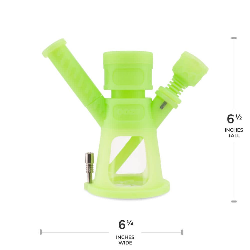 6.5" Hyborg Silicone Bong, Dab Rig & Dab Straw (Green Glow)