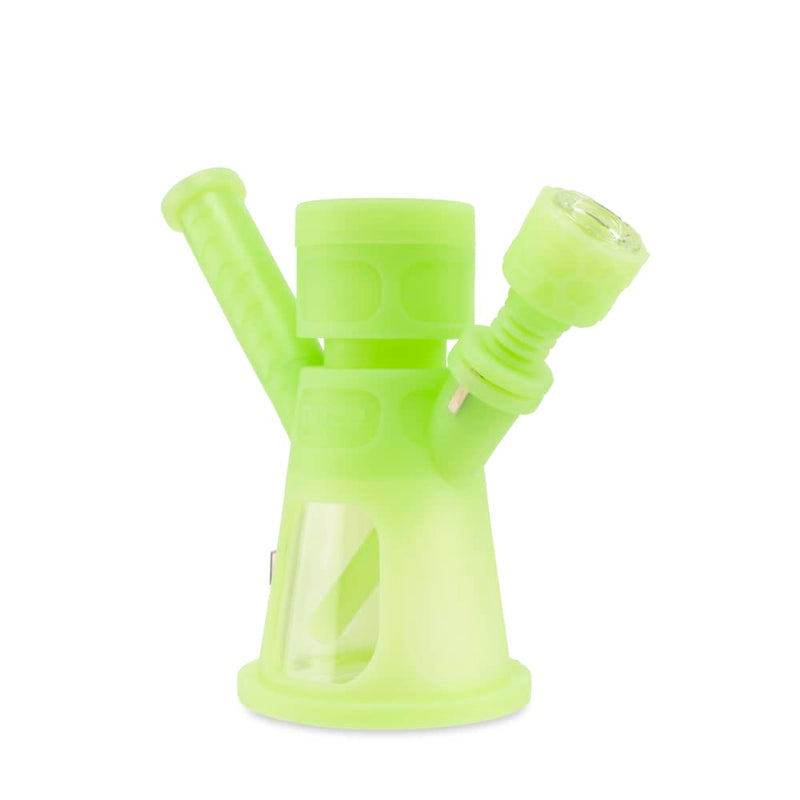 6.5" Hyborg Silicone Bong, Dab Rig & Dab Straw (Green Glow)