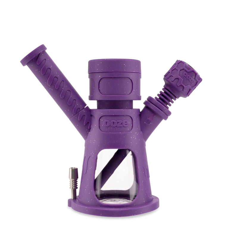 6.5" Hyborg Silicone Bong, Dab Rig & Dab Straw (Shimmer Purple)