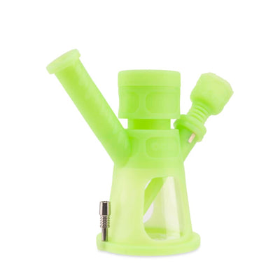 6.5" Hyborg Silicone Bong, Dab Rig & Dab Straw (Green Glow)