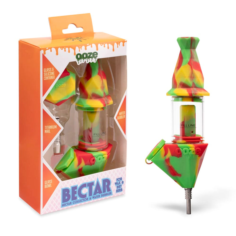 Bectar Silicone Bubbler & Dab Straw (Rasta)