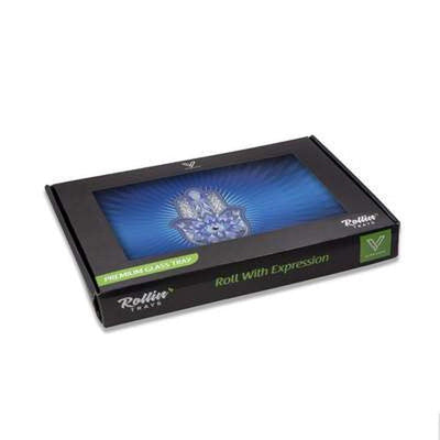 Glass Rolling Tray - Medium - Hamsa Blue-Turning Point Brands Canada