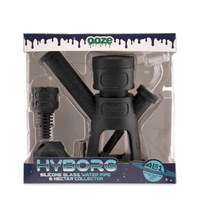 6.5" Hyborg Silicone Bong, Dab Rig & Dab Straw (Shimmer Black)