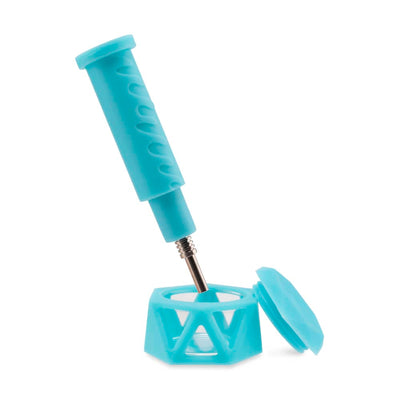 6.5" Hyborg Silicone Bong, Dab Rig & Dab Straw (Aqua Teal)